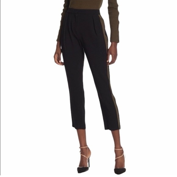Ramy Brook Black Carey Crepe Side Stripe Pants - Picture 1 of 8